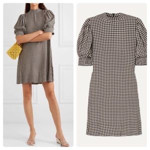 Ganni Crepe Gingham Mini Dress (Size Small)